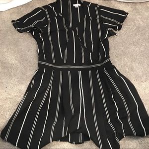 Black and white striped romper